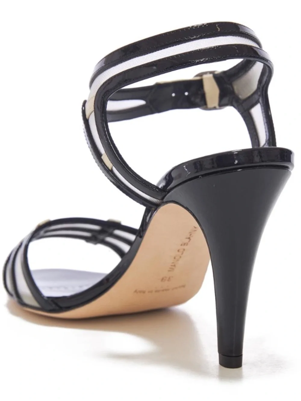 Manolo Blahnik CHA’AM Black and Beige Strappy Patent Leather Heels. NIB - Picture 2 of 5